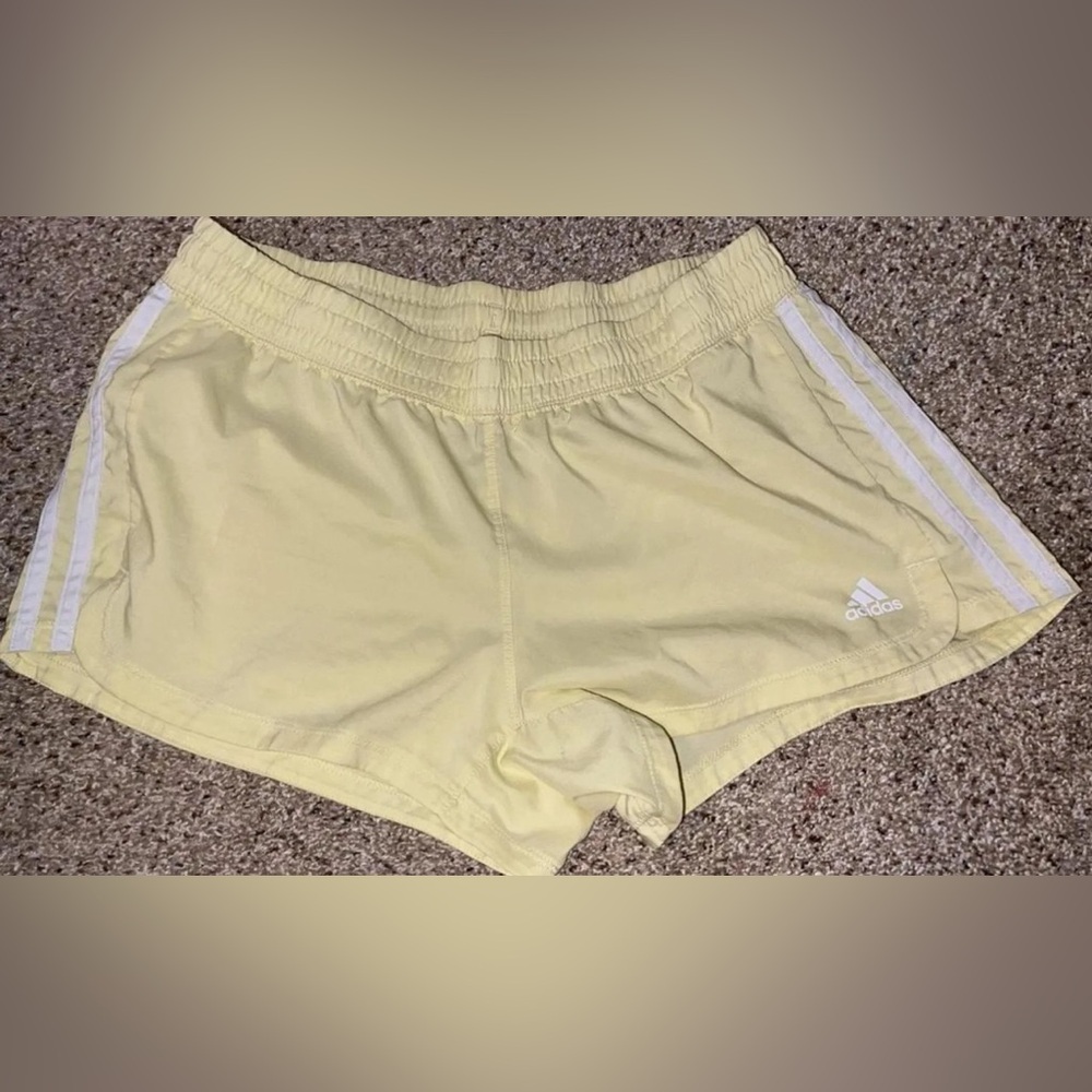 Adidas Yellow 3 Stripe Shorts